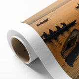 Art deco poster featuring a stylized Indian landscape in vibrant colors on rolled canvas, ideal for nursery wall art.