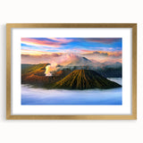 Extra large abstract art print featuring textured waves in muted gold and beige tones, framed with a gold mat.