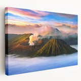 Landscape painting of a serene Indonesian rice terrace on large stretched canvas, featuring lush green and earth tones.