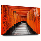 Large abstract wall art depicting a serene Kyoto landscape in muted earth tones on acrylic glass.