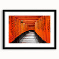 Extra large abstract art print depicting a colorful, textured Kyoto scenery on a black framed canvas.