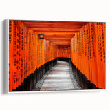 Vintage poster art of Kyoto scenery on extra large framed canvas, featuring colorful elements ideal for living room decor.