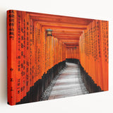 Large canvas depicting a serene Kyoto landscape in muted green and brown tones, suitable for kitchen wall art.