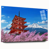 Acrylic print of Mount Fuji with muted blue and gray tones, ideal for bedroom or dining room decor.