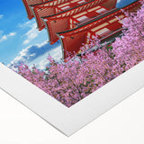 Art deco poster of Mount Fuji in muted gray and blue tones on rolled canvas, suitable for dining room wall art.