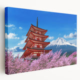 Mount Fuji in muted blues and whites on a large stretched canvas, ideal for kitchen wall art.