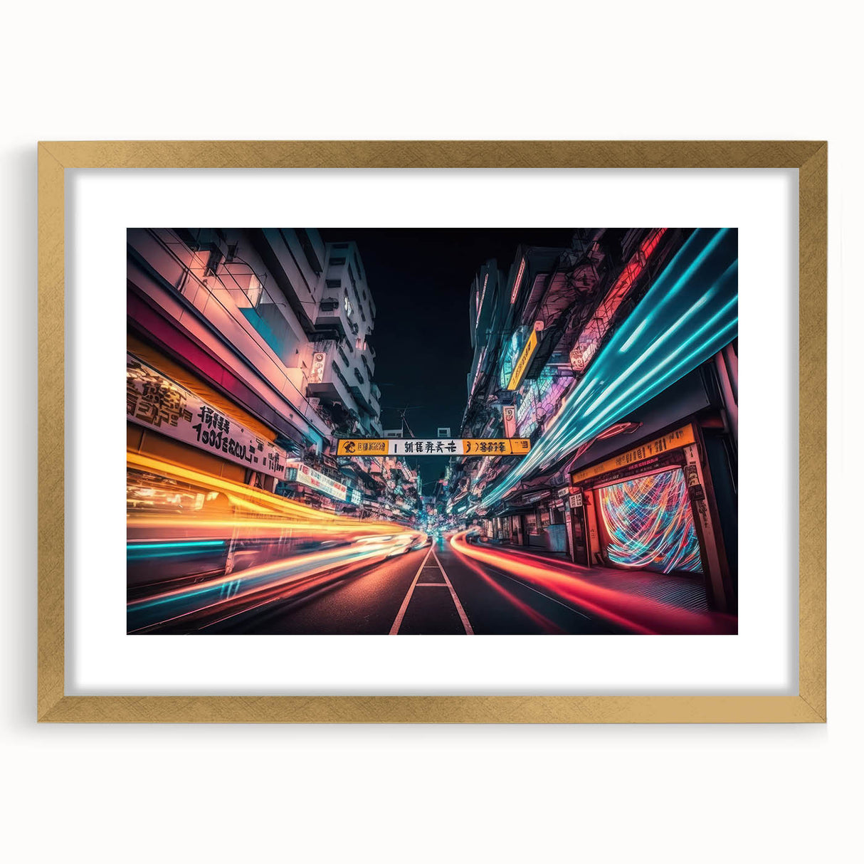 Extra large wall art featuring a textured abstract print of Tokyo's skyline in muted gold and gray tones on a framed canvas.