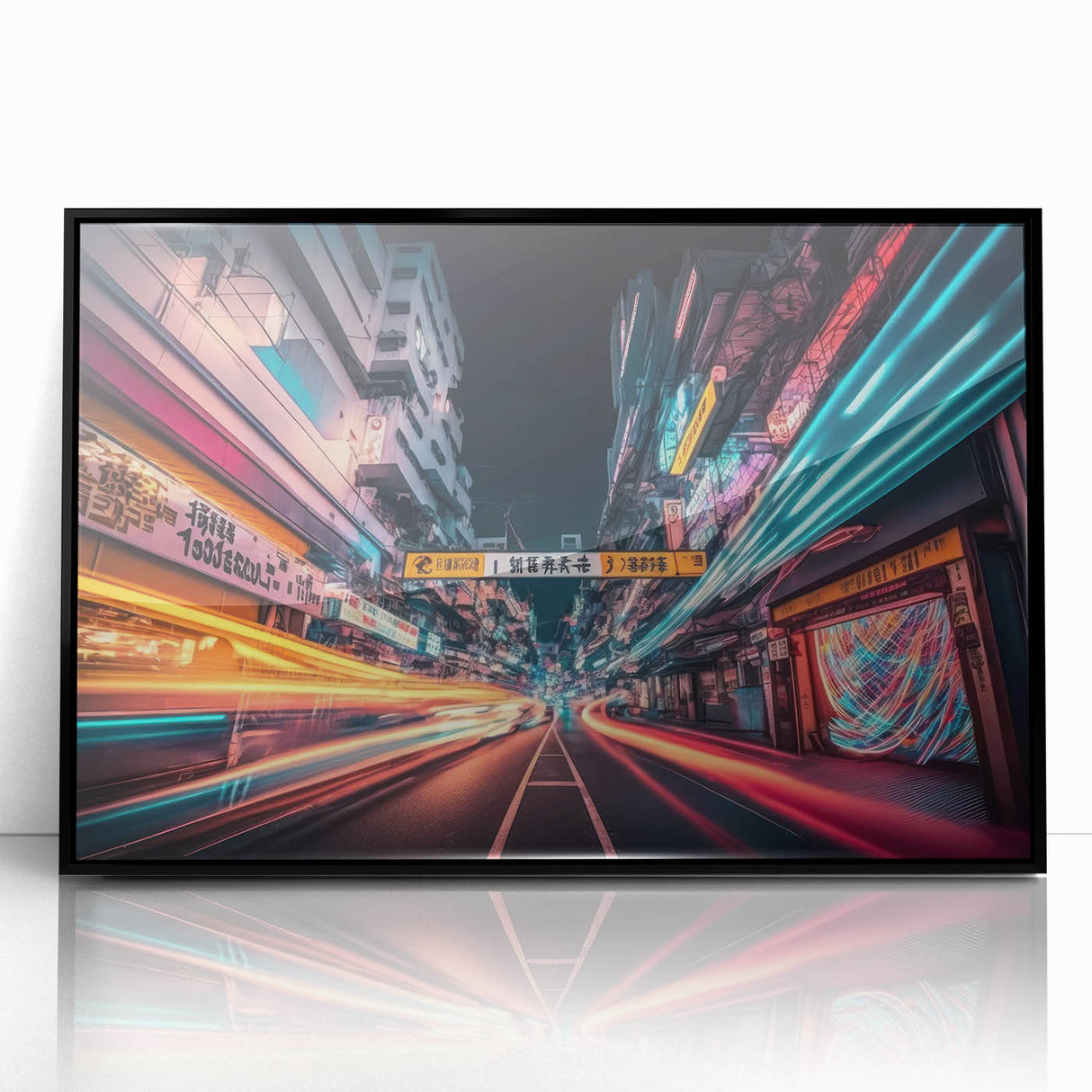 Large abstract wall art featuring a stylized Tokyo cityscape in monochrome tones on a framed acrylic panel.