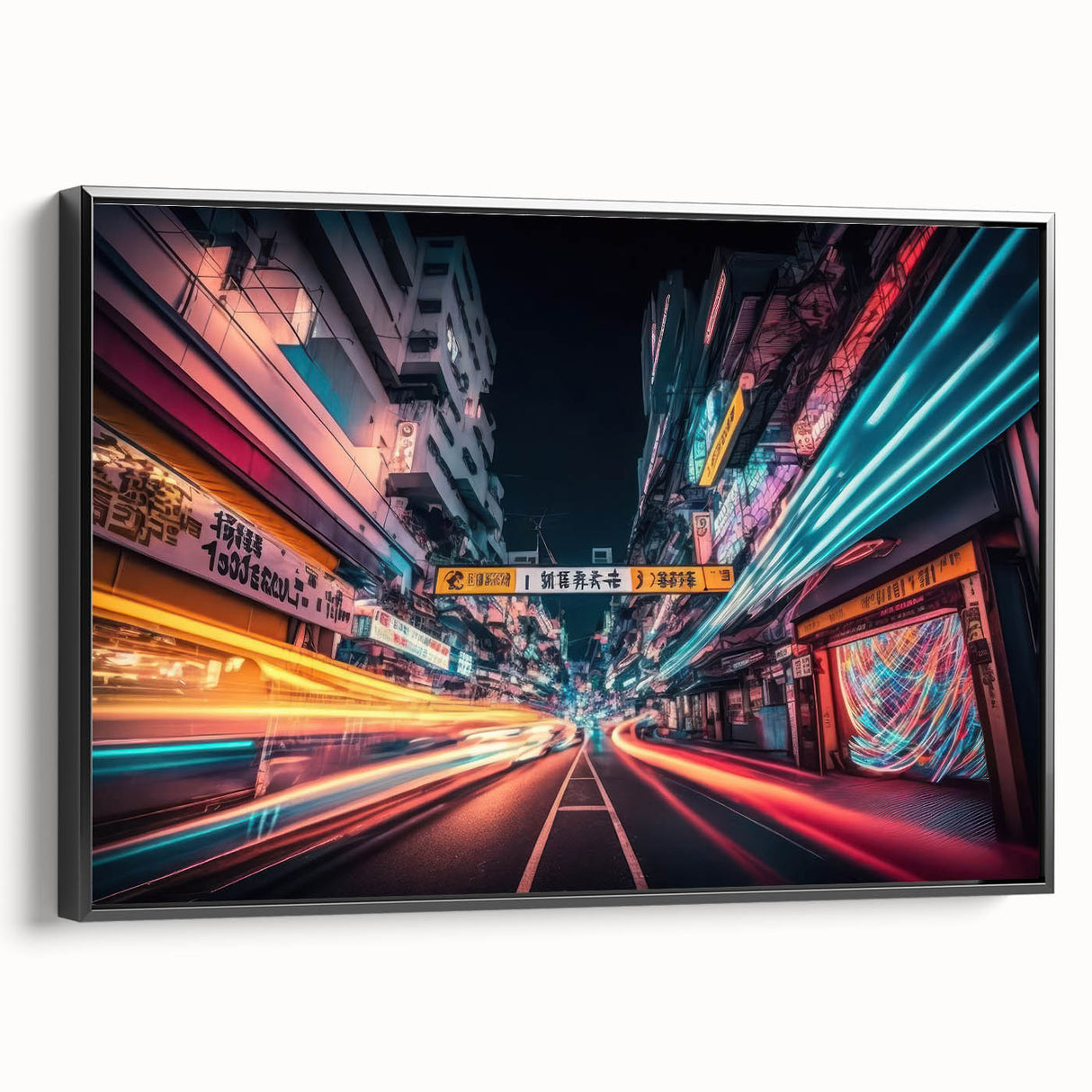 Black and white framed canvas of Tokyo landscape in vintage poster style, ideal for bedroom decor.