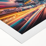 Art deco poster of Tokyo skyline in muted metallic tones on rolled canvas, suitable for dining room wall art.