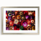 Textured art depicting an abstract Japanese scenery in muted earth tones on a framed silver mat, ideal for bedroom art.