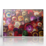 Acrylic print of a serene Japanese landscape in muted watercolors, framed in white, suitable for modern nursery decor.