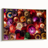 Framed canvas depicting a vintage-style Japanese landscape in muted gold and black tones, suitable for bedroom wall art.