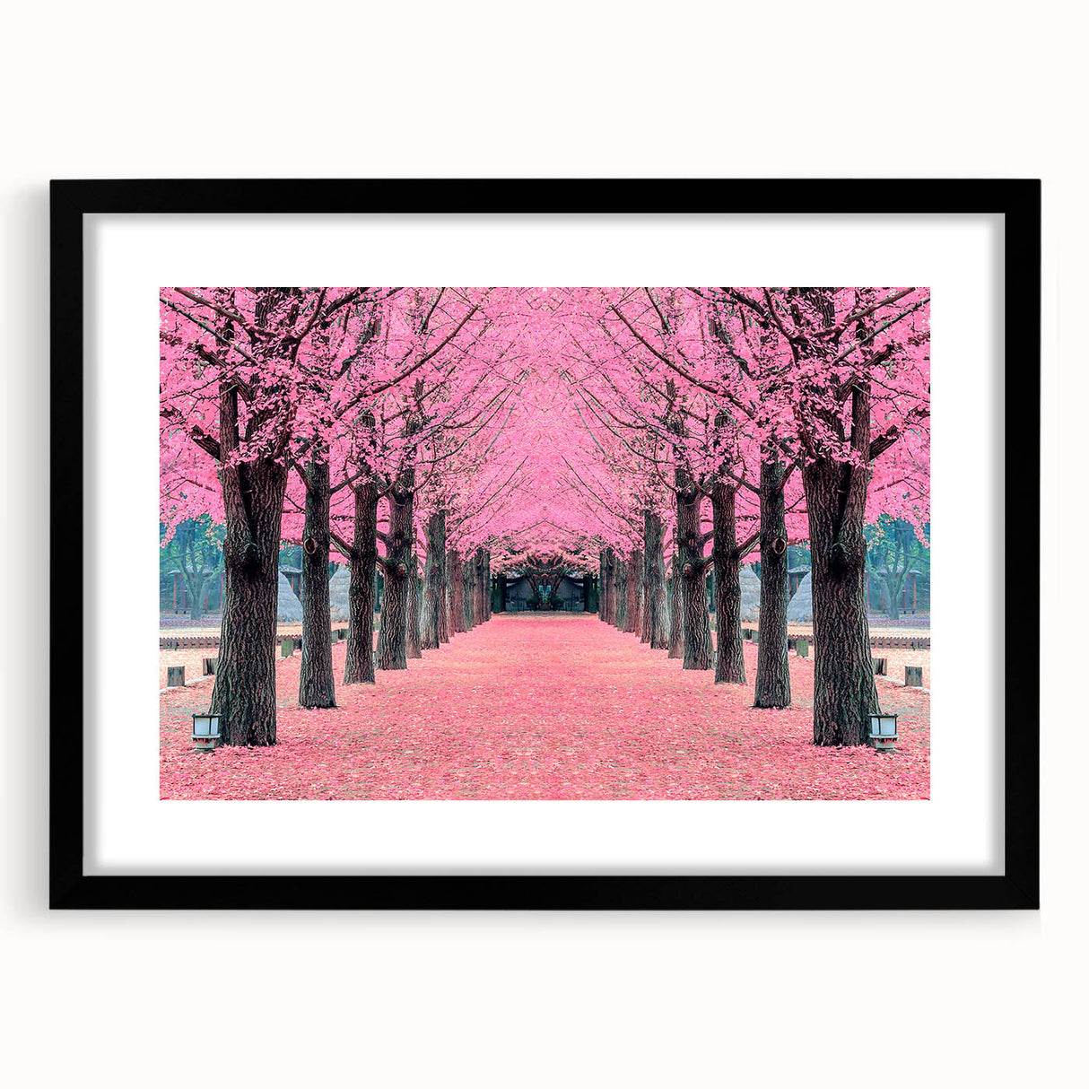 Extra large framed abstract art print featuring colorful, textured Korean scenery, ideal for living room decor.