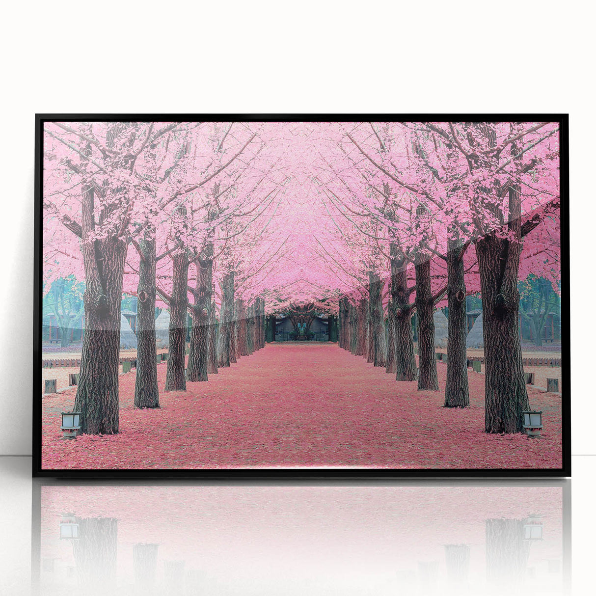 Large abstract wall art featuring a mid-century modernist Korean landscape in muted earth tones on framed acrylic.