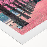 Art deco poster featuring a serene Korean landscape in muted greens and blues on rolled canvas, ideal for dining room decor.