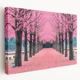 Large canvas print of a tranquil Korean landscape in muted green and blue tones, ideal for kitchen wall decor.