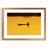 Extra large abstract art print depicting a textured Laos scenery in muted earth tones, framed in gold.