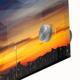 Mid-century modernist large abstract art print of Asian scenery on acrylic glass, ideal for dining room art.