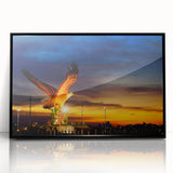 Large abstract wall art depicting a vibrant Malaysian landscape in acrylic, framed in black, suitable for modern decor.