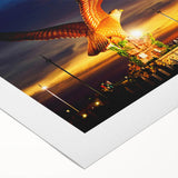 Art deco poster of a Malaysian landscape in muted earth tones on rolled canvas, suitable for dining room decor.