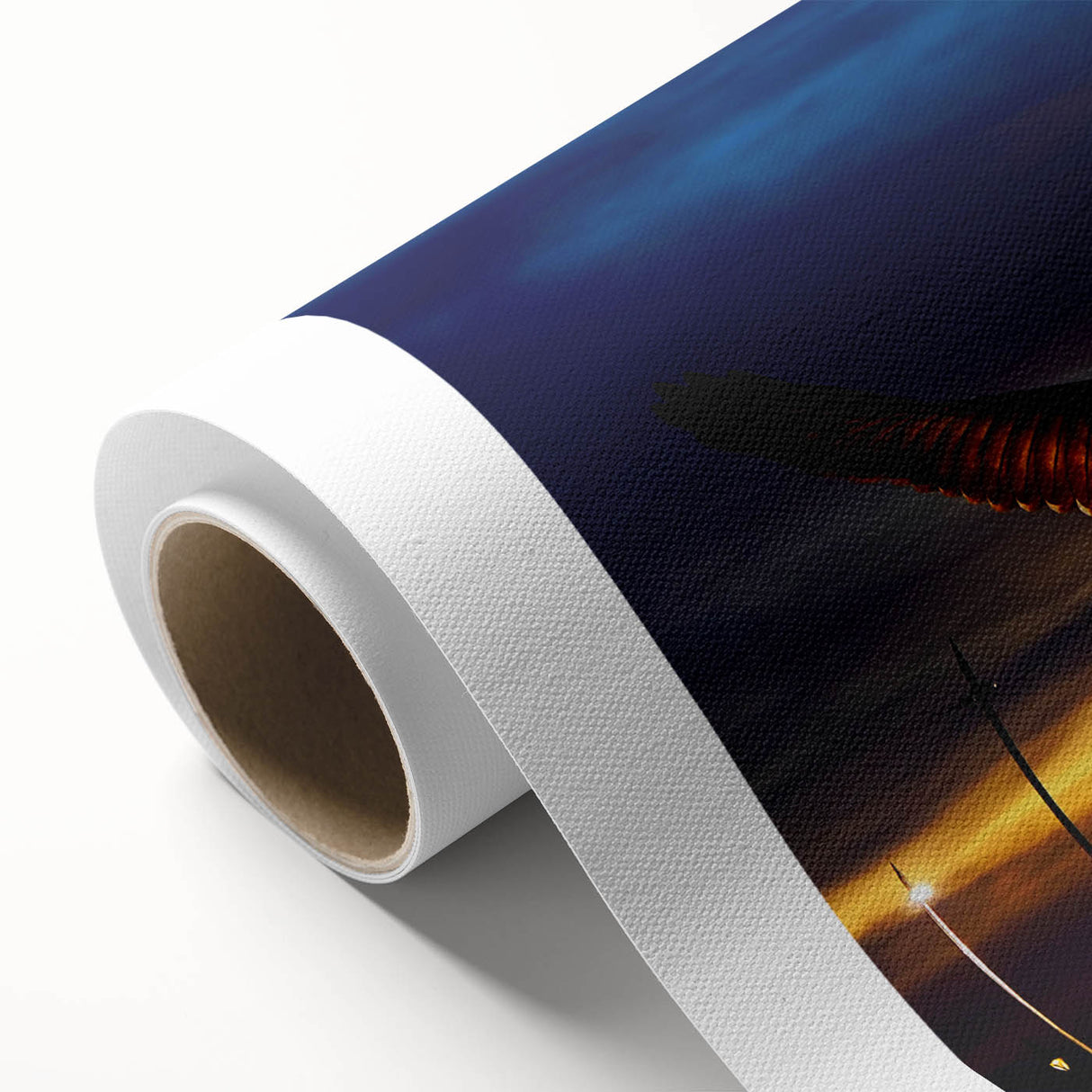 Art Deco poster featuring a serene Malaysian landscape in soft green and blue tones, printed on rolled canvas.