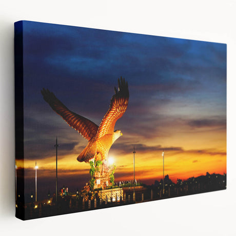 Malaysian landscape on large stretched canvas with lush greenery and mountain backdrop, suitable for kitchen wall art.