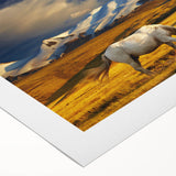 Art deco poster featuring a Mongolian landscape in muted earth tones on rolled canvas, suitable for dining room decor.