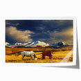 Extra large rolled print featuring a Mongolian landscape with vibrant green and blue tones, ideal for dining room wall art.