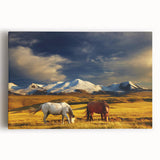 Black and white photograph of a Mongolian landscape on large stretched canvas, suitable for kitchen wall art.