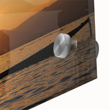 Large abstract wall art depicting a Myanmar scenery in mid-century modernist style on acrylic glass.