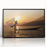 Large abstract wall art depicting a vibrant Myanmar landscape on a black framed acrylic, suitable for modern art wall decor.