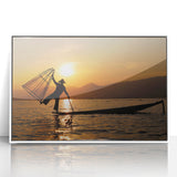 Framed acrylic painting of a serene Myanmar landscape in soft pastel shades, suitable for modern art wall decor.