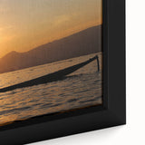 Extra large framed canvas featuring a textured depiction of a Myanmar scenery in black with vibrant, colorful art accents.