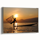 Framed canvas of a vintage-style landscape painting featuring the vibrant, colorful scenery of Myanmar.