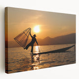 A panoramic canvas print depicting a serene Myanmar landscape in soft pastel hues, ideal for kitchen wall art.