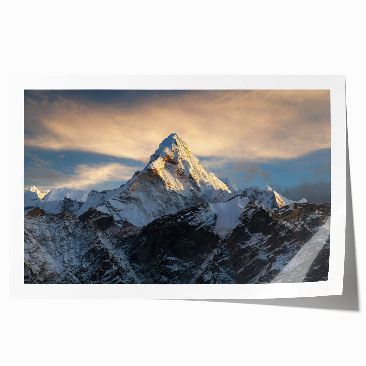 Extra large rolled print of Mount Everest in muted earth tones, ideal for art wall dining room.