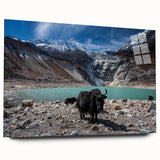 Large abstract wall art of a serene Nepalese landscape in muted earth tones, printed on acrylic glass.