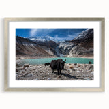 Textured art print of a Nepalese landscape in muted earth tones on a framed canvas, suitable for bedroom art.