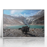 Framed acrylic print of a serene Nepalese landscape in pastel shades, ideal for modern nursery wall decor.