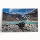 Black and white photograph of a Nepalese landscape on a large stretched canvas, ideal for kitchen wall art or bedroom decor.