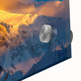 Large abstract wall art on acrylic glass featuring a mid-century modernist design in muted earth tones.