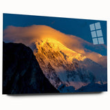 Large abstract wall art of a Pakistani landscape in muted earth tones on acrylic glass.