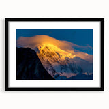 Extra large abstract art print of a colorful, textured Asian landscape on a black framed canvas, ideal for living room decor.