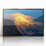 Acrylic print of a Pakistani landscape in gold tones, framed, ideal for nursery wall art.