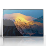 Art deco poster depicting a serene Pakistani landscape in muted greens and blues, framed acrylic.