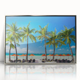 Mid-century modernist art depicting a serene Philippine landscape in muted earth tones, framed in silver acrylic.