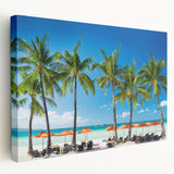 Large stretched canvas featuring a serene Philippine landscape in muted green and blue tones, suitable for kitchen wall art.