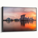 Black and white framed canvas of a vintage Singapore landscape, ideal for bedroom wall decor.