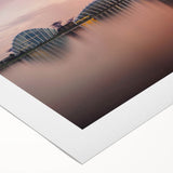 Art deco poster of Singapore skyline in muted gold and blue tones on rolled canvas, suitable for dining room wall art.